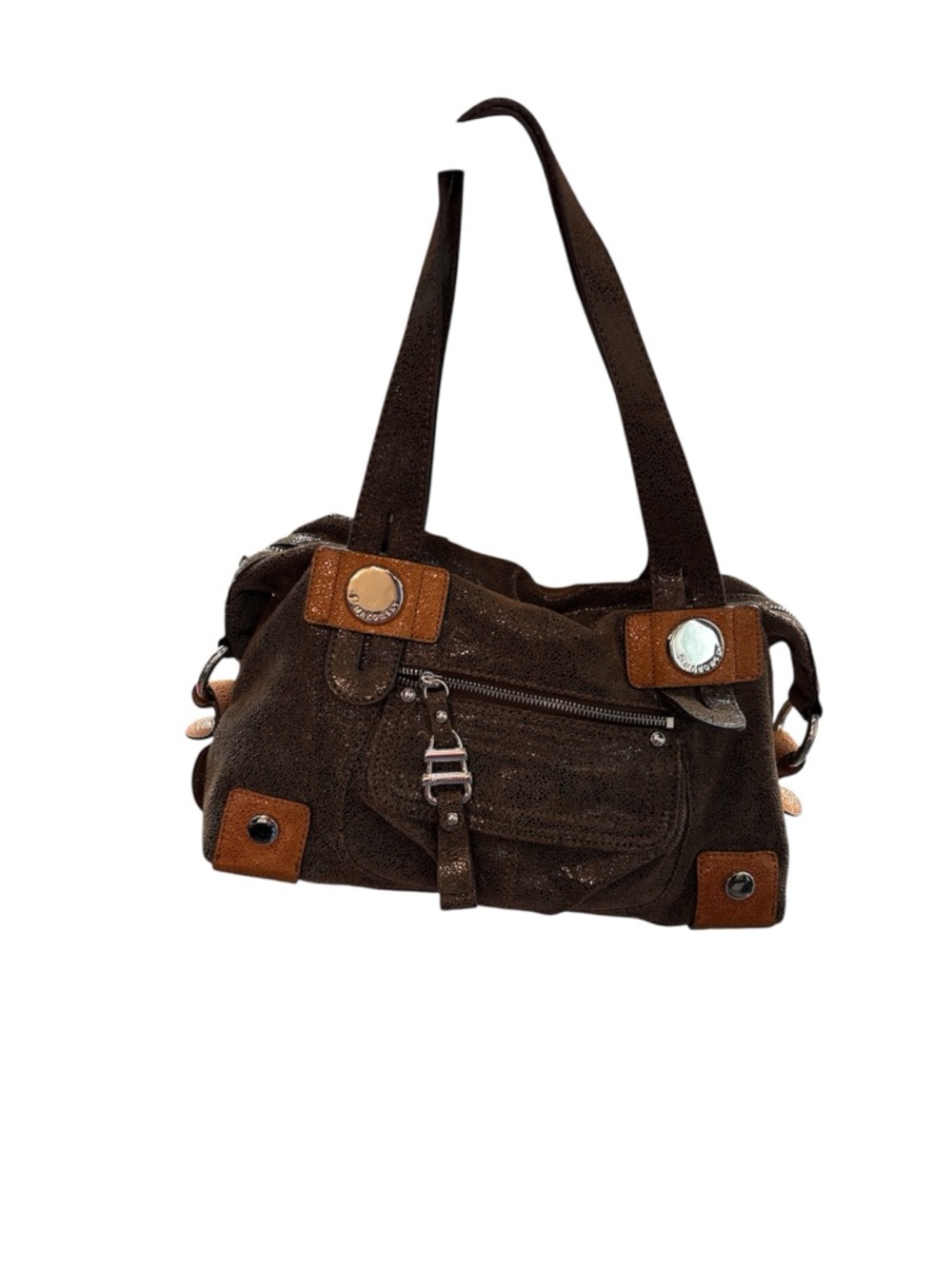B. Makowsky Shiny Super Cool Leather Shoulder Bag